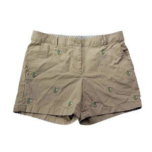 Brooks Brothers Women's 8 Khaki Chino Shorts Embroidered Pineapple Drink 5"